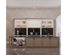 TỦ BẾP 11 - TỦ BẾP CÁNH PANEL NÂU TRẮNG