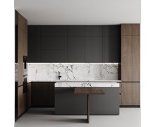 TỦ BẾP 116 - TỦ BẾP MELAMINE VÂN GỖ PHỐI XÁM