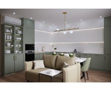 TỦ BẾP 134 CÁNH PHỦ MELAMINE TRĂNG XÁM