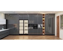 TỦ BẾP 85 - TỦ BẾP ACRYLIC MÀU XÁM