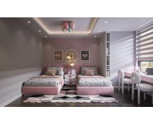PHÒNG NGỦ BÉ GÁI GỖ MDF SƠN MÀU HỒNG