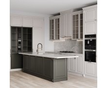 TỦ BẾP 121 TONE TRẮNG ĐEN CỔ ĐIỂN