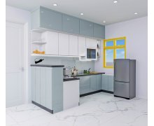 TỦ BẾP 144 - BẾP CHỮ L GỖ MDF PHỦ ACRYLIC