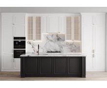 TỦ BẾP 124 BÀN ĐẢO TONE TRẮNG ĐEN