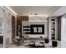 NỘI THẤT PHÒNG KHÁCH 36 - GỖ MDF PHỦ MELAMINE MÀU XÁM KẾT HỢP VÂN GỖ