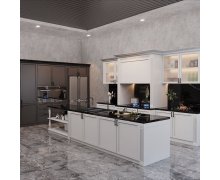 TỦ BẾP 10 - TỦ BẾP CHỐNG ẨM CÁNH PANEL NÂU TRẮNG