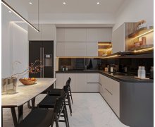 TỦ BẾP 140 CHỮ L GỖ MELAMINE TÔNG MÀU TRẮNG 