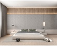 NỘI THẤT PHÒNG NGỦ 68 - GỖ MDF CHỐNG ẨM PHỦ MELAMINE MÀU XÁM KẾT HỢP VÂN GỖ