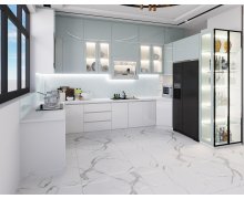 TỦ BẾP 146 - BẾP CHỮ U GỖ MDF PHỦ ACRYLIC