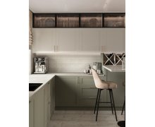 TỦ BẾP 138 MDF CÁNH PANEL XÁM TRẮNG