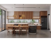 TỦ BẾP 110 - TỦ BẾP MELAMINE VÂN GỖ 