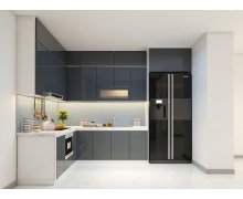 TỦ BẾP 24 - MELAMINE CÁNH XÁM ĐEN