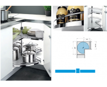 Mâm xoay 3/4 đáy gỗ 900mm – Crom (101112) – Higold
