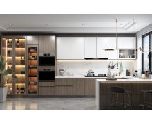 TỦ BẾP 25 - MDF MELAMINE VÂN GỖ PHỐI TRẮNG