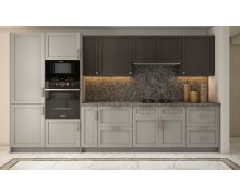 TỦ BẾP 96 - TỦ BẾP GỖ MDF CÁNH PANEL MÀU XÁM