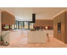 TỦ BẾP 99 - TỦ BẾP MELAMINE TRẮNG PHỐI VÂN GỖ