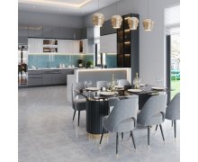 TỦ BẾP 61 - TỦ BẾP KỊCH TRẦN ACRYLIC TRẮNG PHỐI XÁM