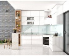 TỦ BẾP 31 - KỊCH TRẦN ĐƠN GIẢN TONE TRẮNG