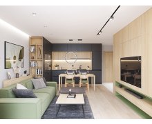 TỦ BẾP 106 - TỦ BẾP MELAMINE VÂN GỖ PHỐI MÀU XÁM