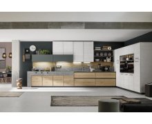 TỦ BẾP 46 - TỦ BẾP MELAMINE TRẮNG PHỐI XÁM