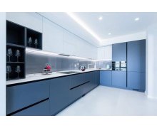 TỦ BẾP 58 - TỦ BẾP MELAMINE TRẮNG PHỐI XANH