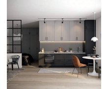 TỦ BẾP 80 - TỦ BẾP CÁNH PANEL XÁM NHẠT PHỐI XÁM ĐẬM