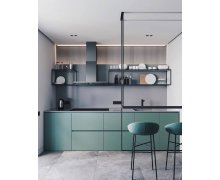 TỦ BẾP 90 - TỦ BẾP GỖ MDF SƠN MÀU XANH