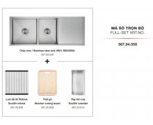 Bộ hoàn chỉnh, Chậu rửa inox HS21-SSD2S90L và các phụ kiện 567.94.059
