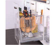 Kệ dao thớt nan dẹt inox mờ, ray giảm chấn Eurogold EP20