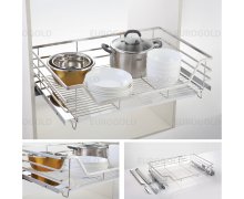 Kệ xoong nồi inox mờ cao cấp, gắn cánh âm tủ Eurogold EP60B