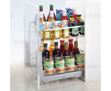 Kệ gia vị inox nan vuông, ray giảm chấn Eurogold ERO2020B2