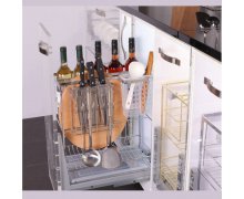 Kệ dao thớt nan dẹt inox bóng, ray giảm chấn Eurogold ES61220