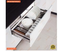 Giá bát đĩa inox hộp - cánh kéo ray giảm chấn BX03