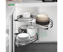 Mâm xoay lá nan dẹt đáy đặc inox SUS304 Grob (PMX304-90L; PMX304-90R)
