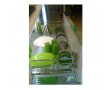 Ngăn kéo đựng bát đĩa, inox sợi tròn, ray âm giảm chấn CW26