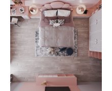 PHÒNG NGỦ CHO BÉ GÁI GỖ MDF CHỐNG ẨM SƠN MÀU HỒNG KẾT HỢP TRẮNG
