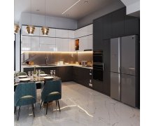 TỦ BẾP 01 - TỦ BẾP MÀU XÁM TRẮNG