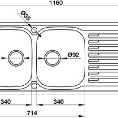 Chậu inox Hafele 2 hộc 1160mm 565.86.281