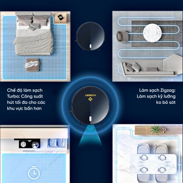 ROBOT HÚT BỤI TỰ ĐỔ RÁC HUBERT HB-A68 PLUS TRẮNG / ĐEN