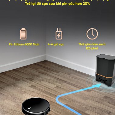 ROBOT HÚT BỤI TỰ ĐỔ RÁC HUBERT HB-A68 PLUS TRẮNG / ĐEN