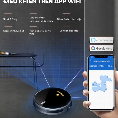 ROBOT HÚT BỤI TỰ ĐỔ RÁC HUBERT HB-A68 PLUS TRẮNG / ĐEN