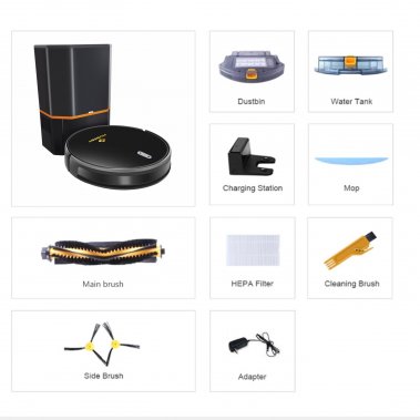 ROBOT HÚT BỤI TỰ ĐỔ RÁC HUBERT HB-A68 PLUS TRẮNG / ĐEN