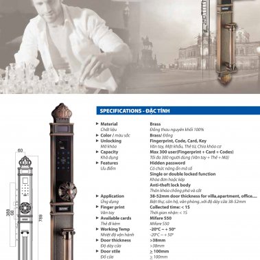 Khóa thông minh đại sảnh - biệt thự Giovani - GSL - 91A137