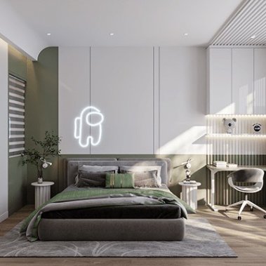 NỘI THẤT PHÒNG NGỦ 33 - PHONG CÁCH HIỆN ĐẠI TONE MÀU TRẮNG XANH