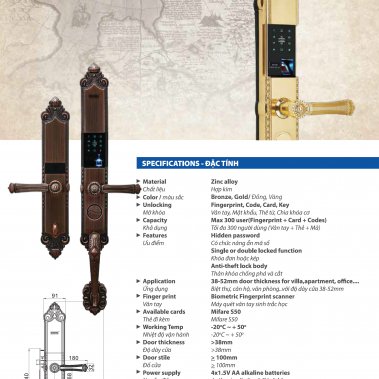 Khóa đại sảnh - biệt thự GIOVANI GSL – A165