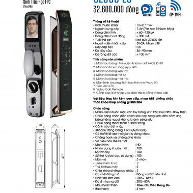 Khóa thông minh nhận diện khuôn mặt Face ID-3D - Video call Demax SL999 LG