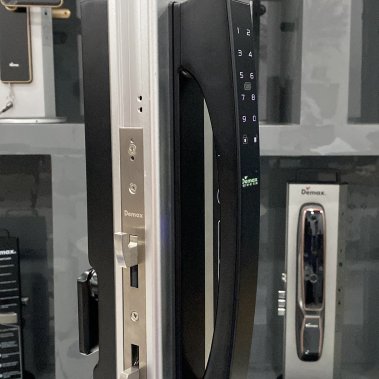 Khóa cửa nhôm xingfa nhận diện khuôn mặt Face ID 3D Demax EL902 BL APP WIFI (Màu đen)