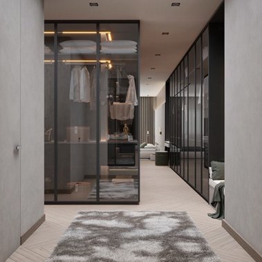 NỘI THẤT PHÒNG NGỦ 68 - GỖ MDF CHỐNG ẨM PHỦ MELAMINE MÀU XÁM KẾT HỢP VÂN GỖ