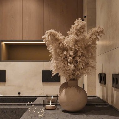 NỘI THẤT CĂN HỘ 37 - CĂN HỘ 2 PHÒNG NGỦ TONE MÀU XÁM KẾT HỢP VÂN GỖ VÀ BE