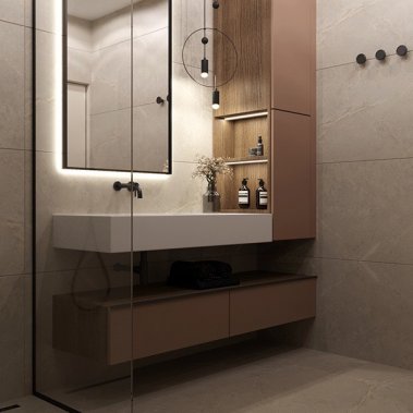 NỘI THẤT CĂN HỘ 50m² TONE XÁM KẾT HỢP VÂN GỖ